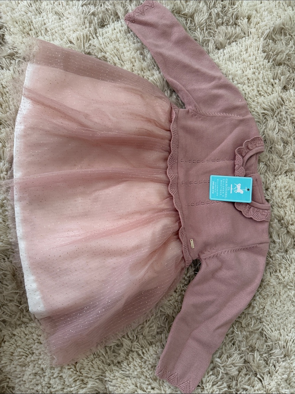 Mayoral 18M Mauve Pink Tulle Knit Baby Dress